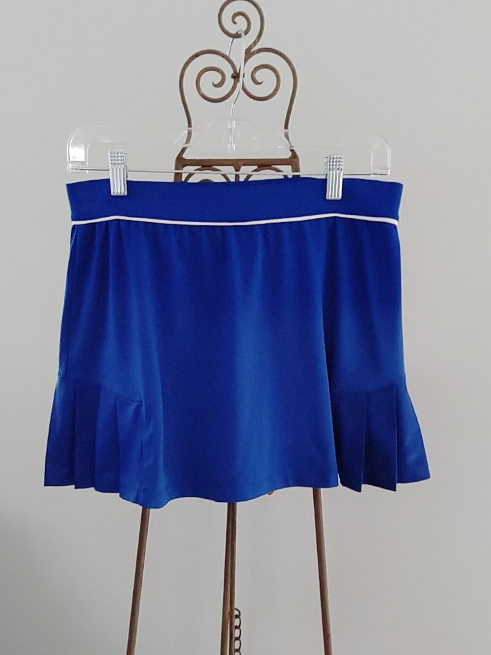 Tail Skort Golf Tennis Pickleball Blue White Trim Pleated Sides Orange Shorts M